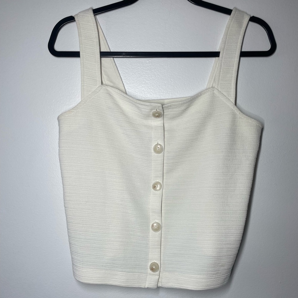 J. Crew cream textured button down tank small
